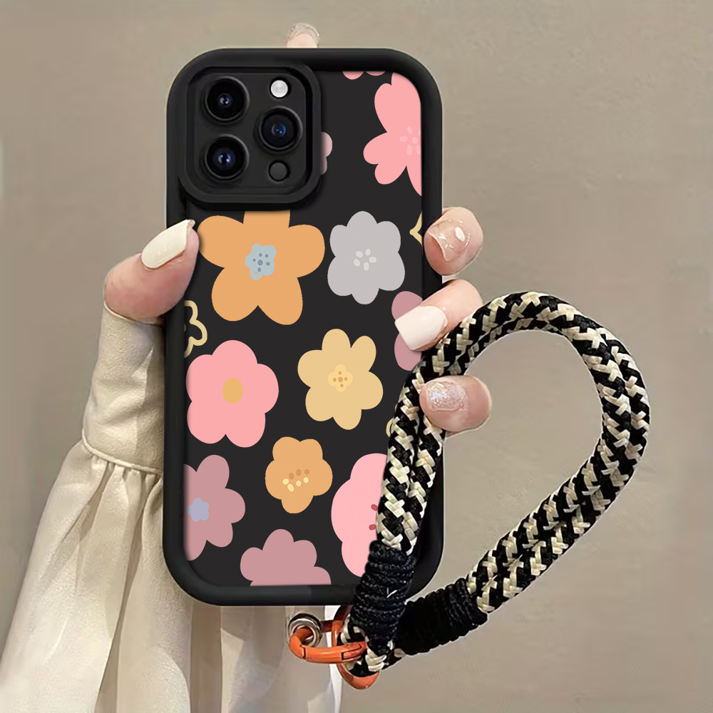 Phone Cases With Loop - Macaron Flowers Strap Rope Phone Case