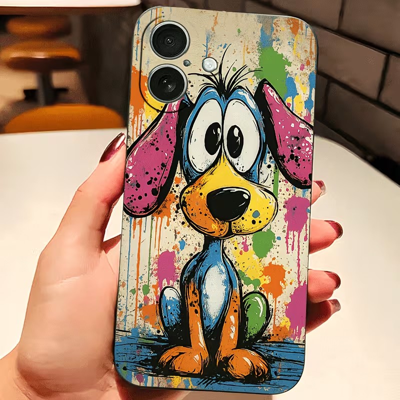 Phone Cases Bulk - Graffiti Colored Puppy TPU Phone Case