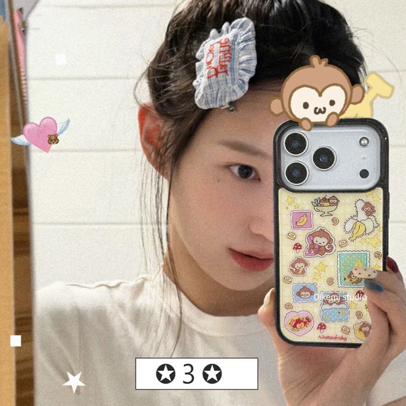 Phone Cases Korea - Korean Ins Blue Yellow Monkey Banana