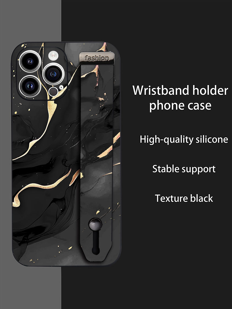 Phone Cases With Loop - Luxury Liquid Silicone Marble Pattern Wrist