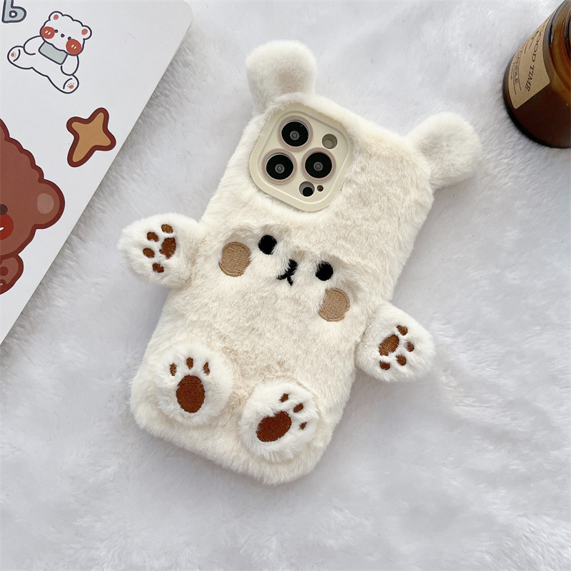 Korean 3D Cartoon Bear Fluffy  - Phone Cases For Iphone 11 recension och pris