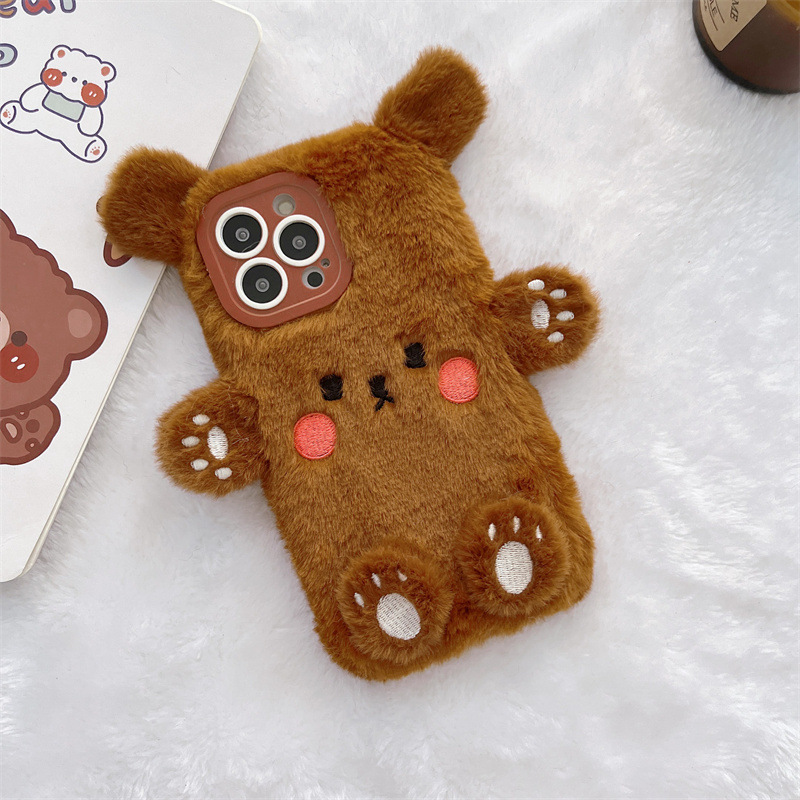 Korean 3D Cartoon Bear Fluffy  - Phone Cases For Iphone 11 recension och pris