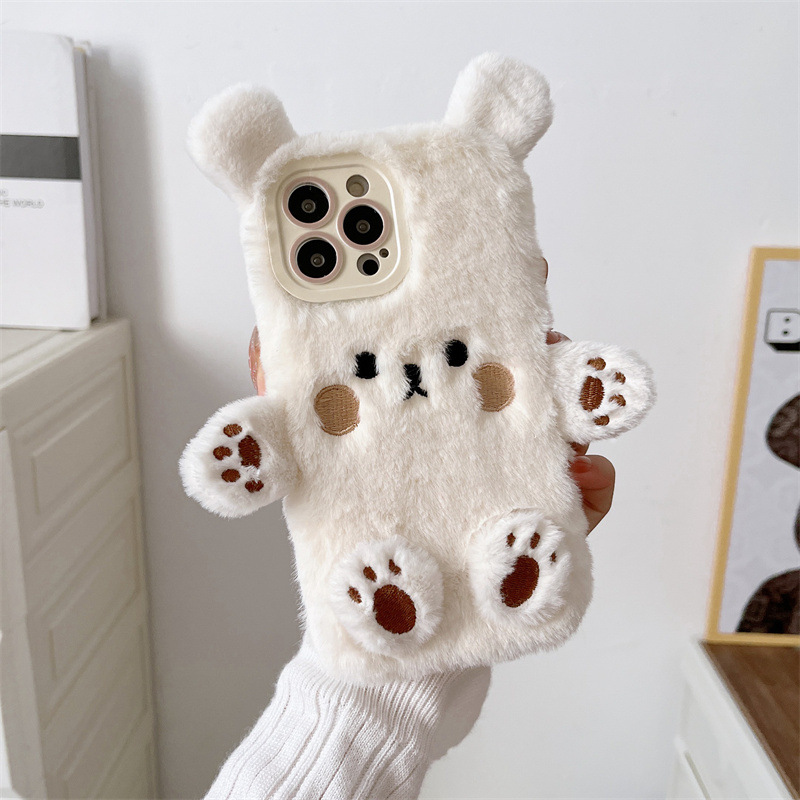 Korean 3D Cartoon Bear Fluffy  - Phone Cases For Iphone 11 recension och pris