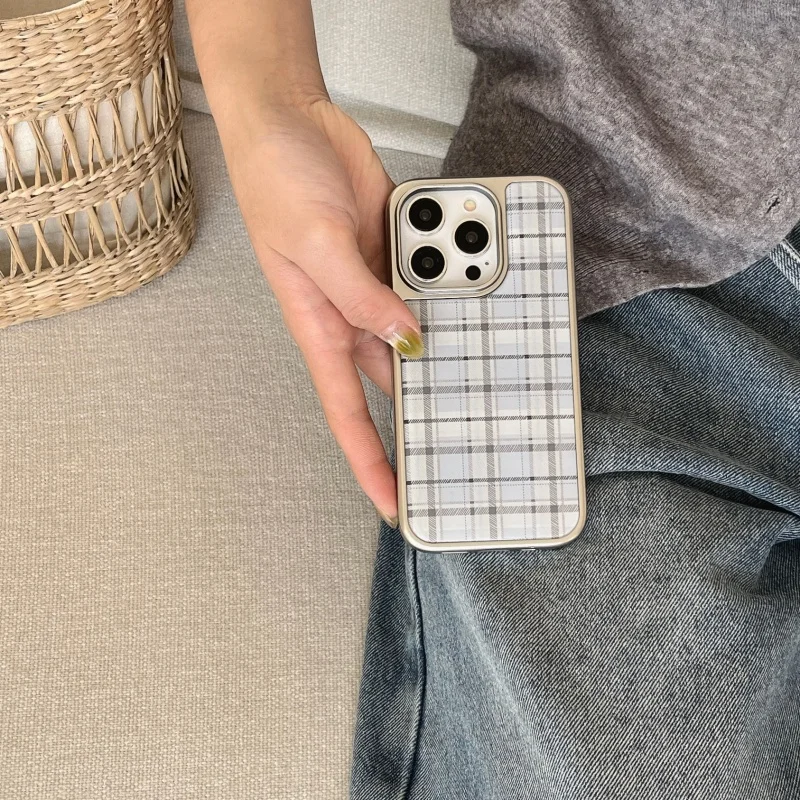 Korean Ins Epoxy Blue Plaid Pa - Phone Cases Korea recension och pris