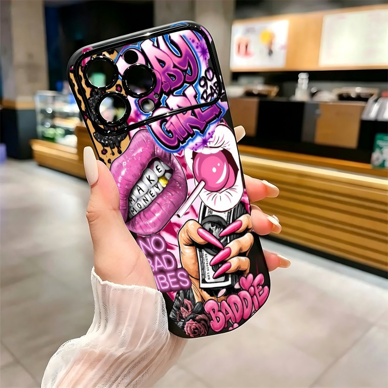 Hip Hop Pink Lips Baby Girl Gr - Phone Cases Popular recension och pris