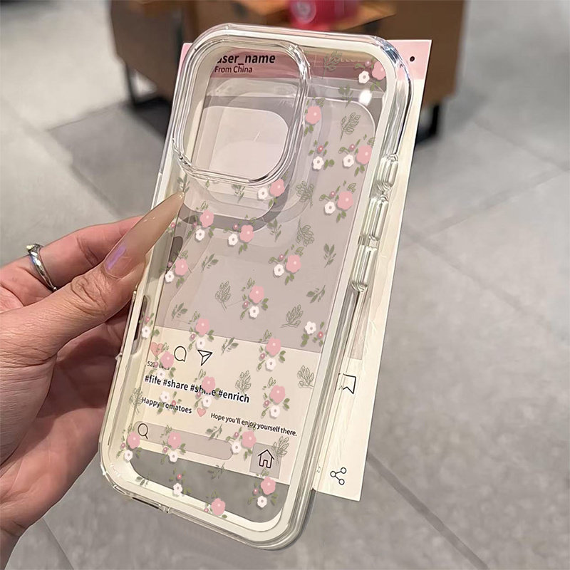 Green Leaves Pink Flower 2in1  - Phone Cases Popular recension och pris
