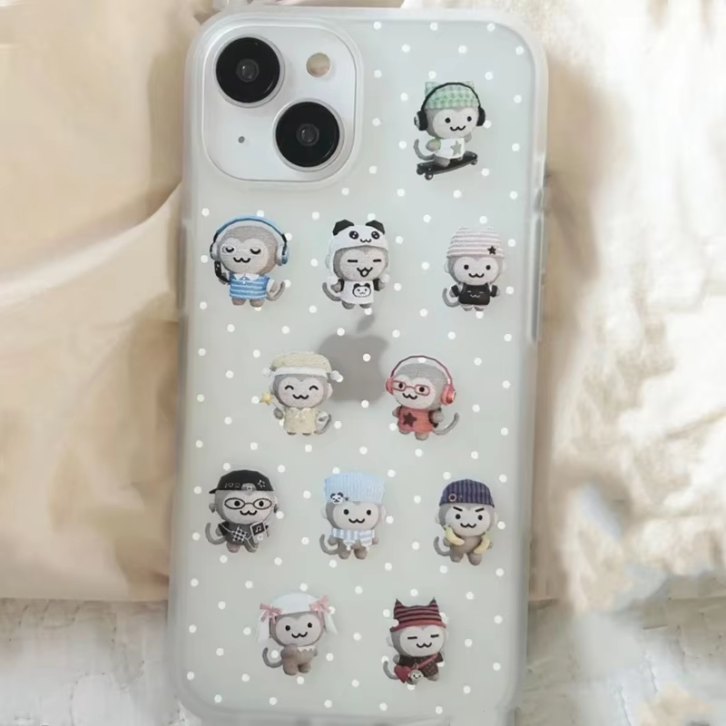 Simple Kawaii Monkey White Pol - Phone Cases Cute Iphone 14 recension och pris