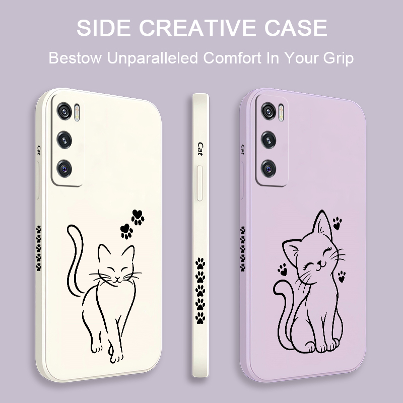 Cute Cat Line Black Phone Case - Vivo V40 recension och pris