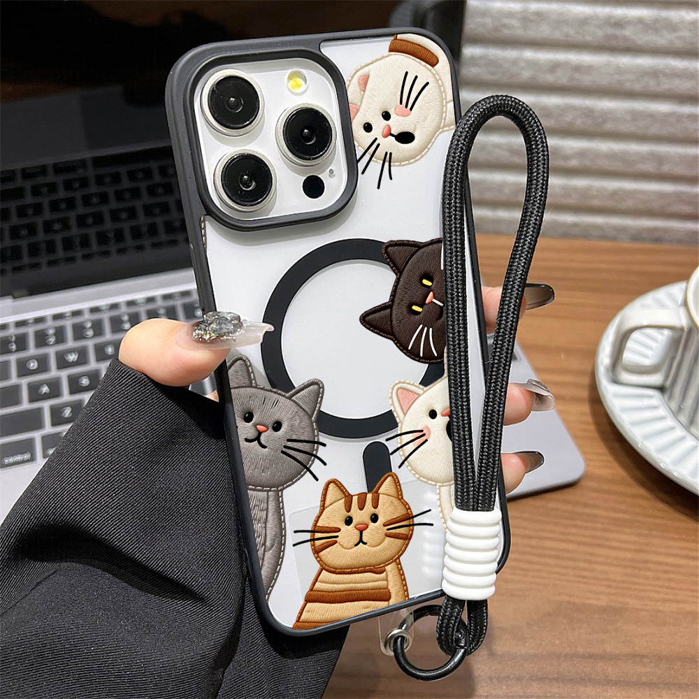 Cute Faux Embroidery Cat Phone - Phone Cases Cute Iphone 14 recension och pris